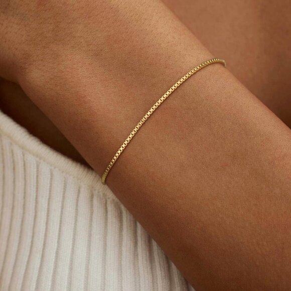 Gold Bracelets for Women Trendy, 14K Real Gold Plated Dainty Stackable Pearl Sna - Picture 3 of 7